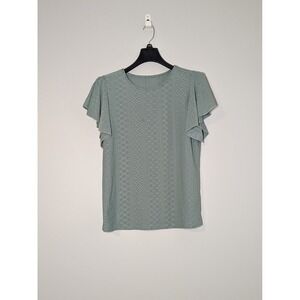 Cupshe Sage Green Flutter Sleeve Resort Top Small Textured Boho Casual Chic